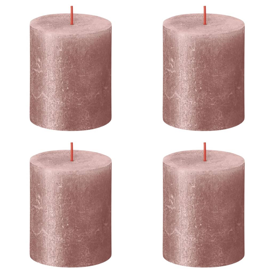 Bolsius Pilarikynttilät Shimmer 4 kpl rustiikkinen 80x68 mm pinkki