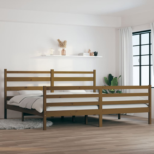 vidaXL Sängynrunko täysi mänty 200x200 cm hunajanruskea