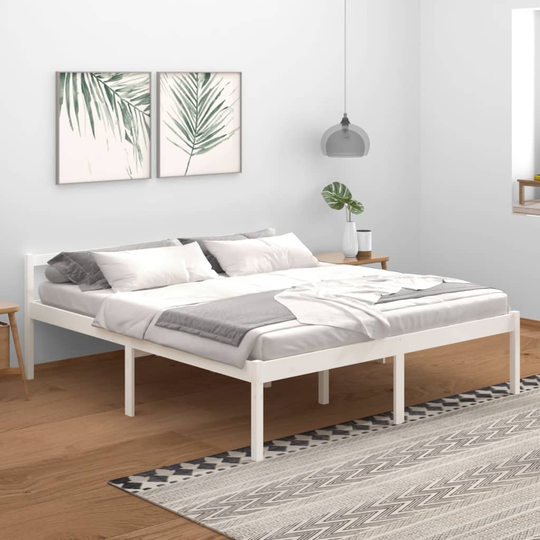 vidaXL Sängynrunko valkoinen täysi mänty 180x200 cm 6FT Super King