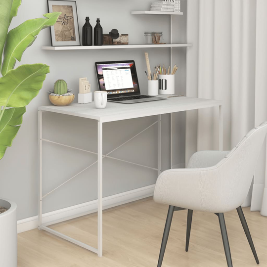 vidaXL Tietokonepöytä valkoinen 110x60x70 cm lastulevy