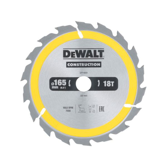 Dewalt DT1933-QZ Pyörösahanterä 165 x 20 mm, 18T