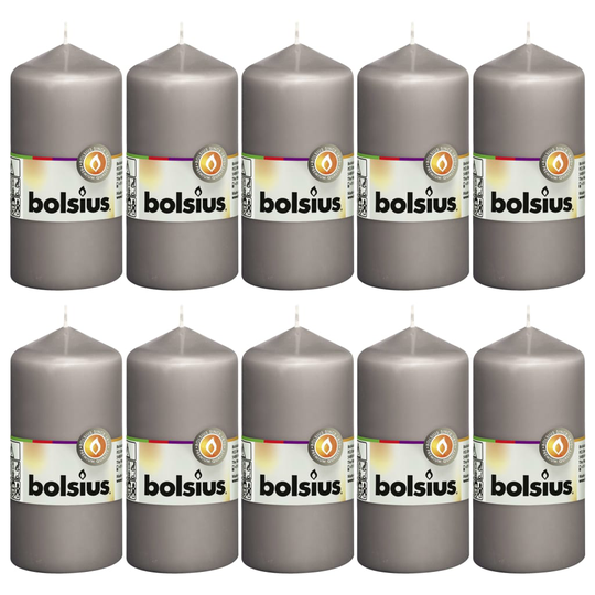 Bolsius Pilarikynttilät 10 kpl 120x58 mm lämmin harmaa