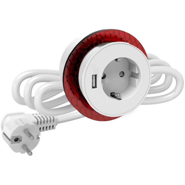 Elko EKO04462 Pöytäpistorasia Schuko + USB valkoinen