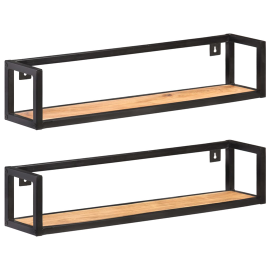 vidaXL Seinähyllyt 2 kpl 80 cm täysi akaasiapuu