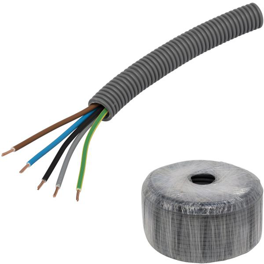 Pipelife FK PowerFlex Kaapeli esireititetty, lämpötilaluokka II 50 m, 5G2,5 mm², ulko-Ø 20 mm