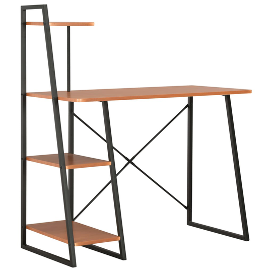 vidaXL Työpöytä hyllyillä musta ja ruskea 102x50x117 cm