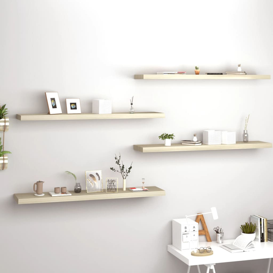 vidaXL Kelluvat seinähyllyt 4 kpl tammi 120x23,5x3,8 cm MDF