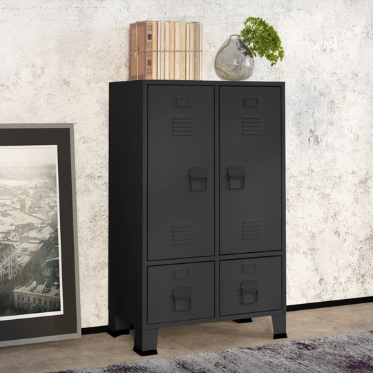 vidaXL Teollistyylinen vaatekaappi antrasiitti 67x35x107 cm teräs