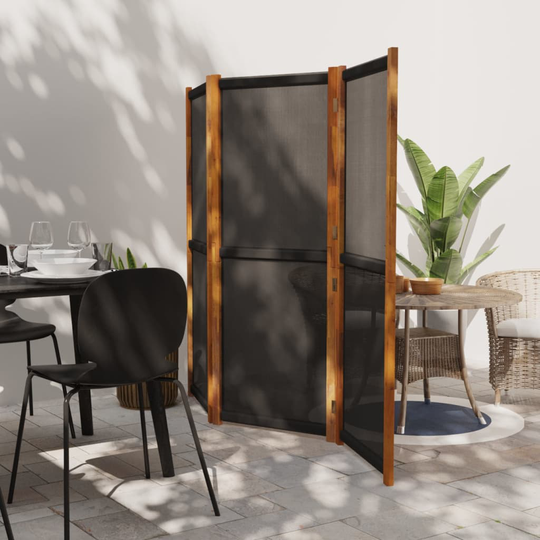 vidaXL 3-paneelinen tilanjakaja musta 210x180 cm