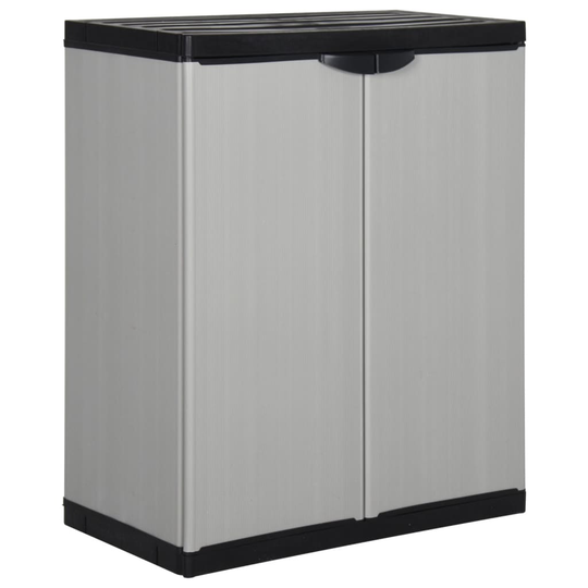 vidaXL Puutarhan varastokaappi 1 hyllyllä harmaa ja musta 68x40x85 cm