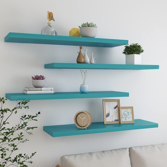 vidaXL Kelluvat seinähyllyt 4 kpl sininen 90x23,5x3,8 cm MDF