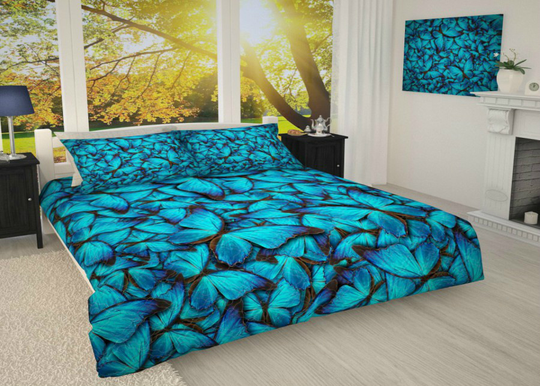 Päiväpeitto Siniset perhoset 215x240 cm
