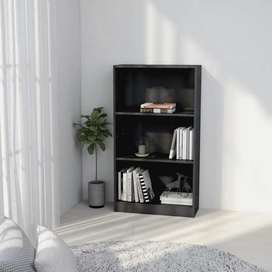 vidaXL 3-tasoinen kirjahylly korkeak. harmaa 60x24x109 cm tekninen puu