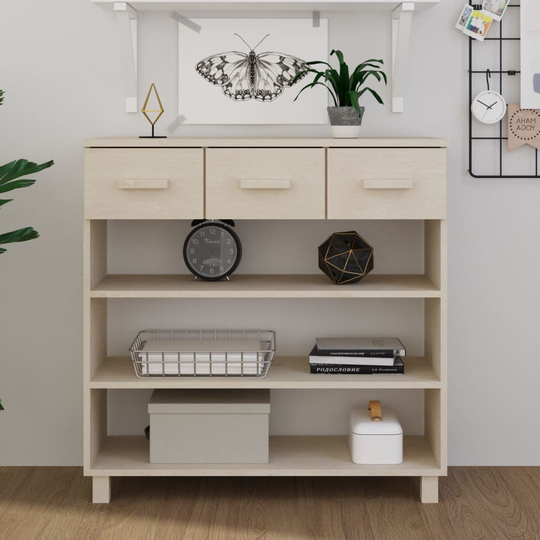 vidaXL Konsolipöytä hunajanruskea 90x35x90 cm täysi mänty