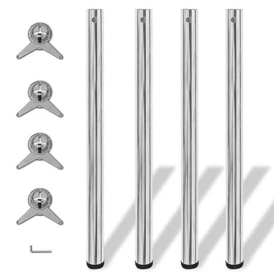 vidaXL 4 Korkeussäädettävää Pöydän Jalkaa Kromi 870 mm