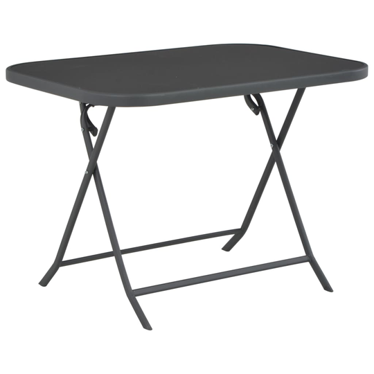 vidaXL Kokoontaittuva puutarhapöytä harmaa 100x75x72 cm lasi ja teräs