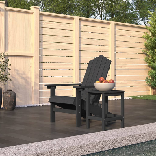 vidaXL Adirondack puutarhatuoli pöydällä HDPE antrasiitti