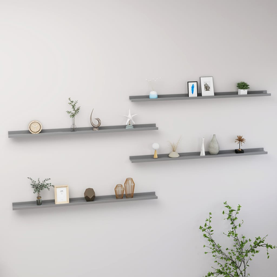 vidaXL Seinähyllyt 4 kpl harmaa 115x9x3 cm