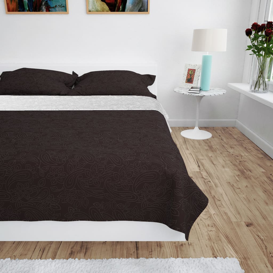 vidaXL Kaksipuolinen tikattu päiväpeite 230x260 cm kerma ja ruskea