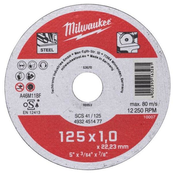 Milwaukee SCS 41 Contractor Katkaisulaikka 125x1 mm.