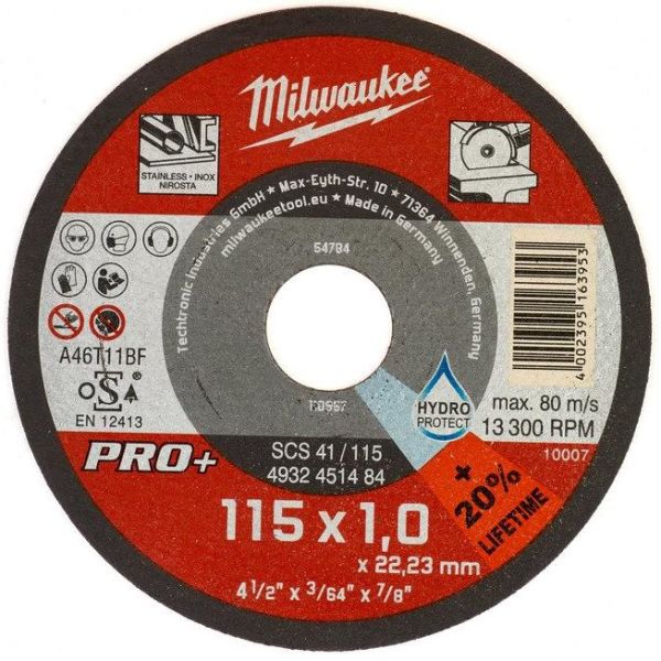 Milwaukee SCS 41 PRO+ Katkaisulaikka 115x1 mm.
