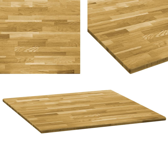 vidaXL Pöytälevy kiinteä tammipuu neliö 23 mm 70x70 cm