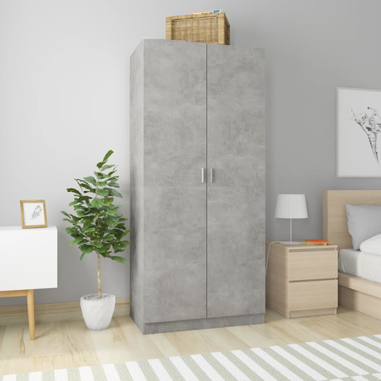 vidaXL Vaatekaappi betoninharmaa 90x52x200 cm lastulevy