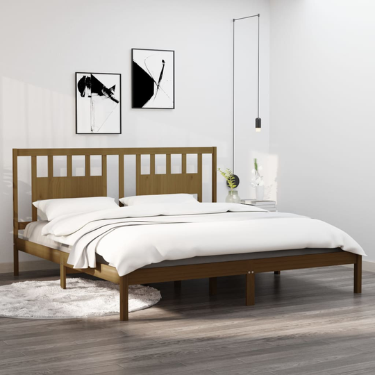 vidaXL Sängynrunko hunajanruskea täysi puu 180x200 cm 6FT Super King
