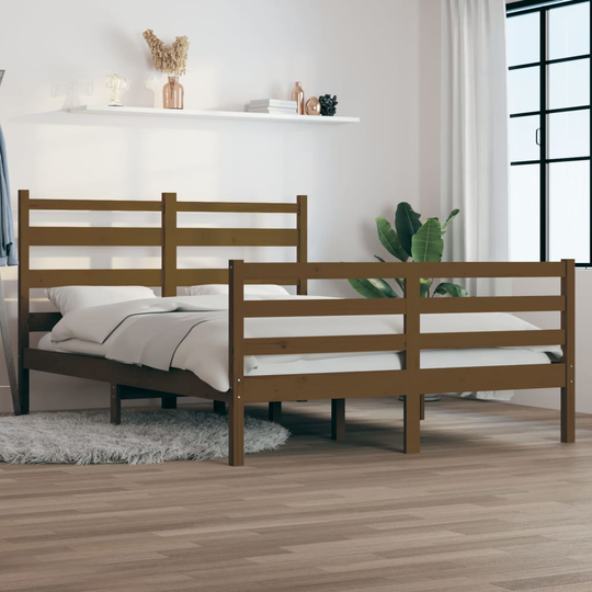 vidaXL Sängynrunko täysi mänty 140x200 cm hunajanruskea