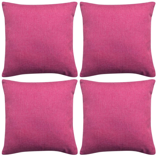 vidaXL Tyynynpäällinen Pellavatyylinen Pinkki 4kpl 80x80 cm