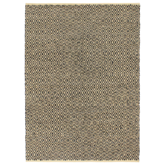 vidaXL Käsin punottu chindi-matto nahka puuvilla 120x170 cm musta