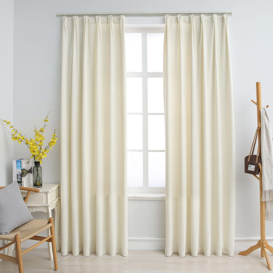 vidaXL Pimennysverhot koukuilla 2 kpl sametti kerma 140x225 cm