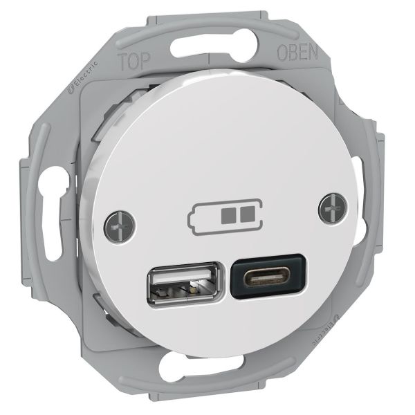 Schneider Electric Renova USB-liitäntä USB tyyppi A+C valkoinen