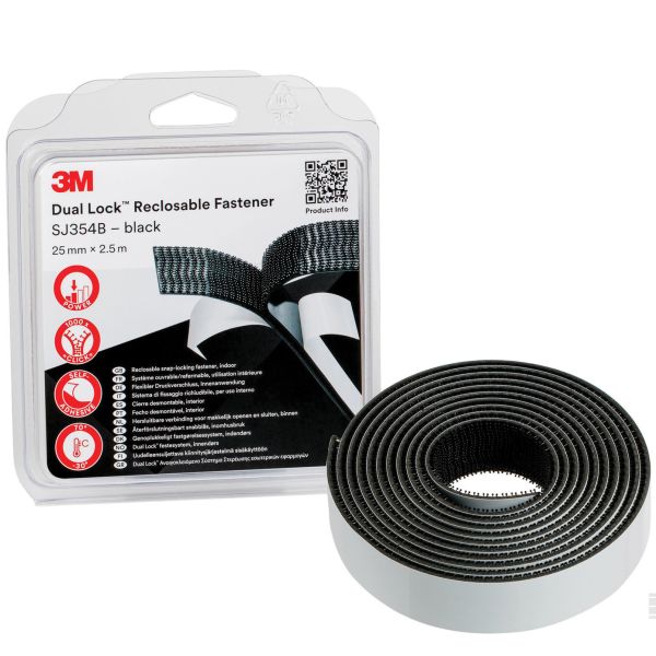3M Dual Lock SJ354B Pikalukitus musta