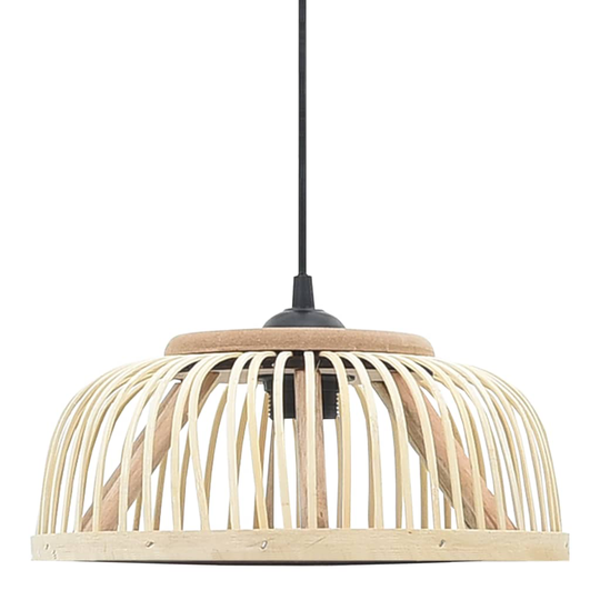 vidaXL Riippuvalaisin bambu 34x14,5 cm 40 W puolipyöreä E27