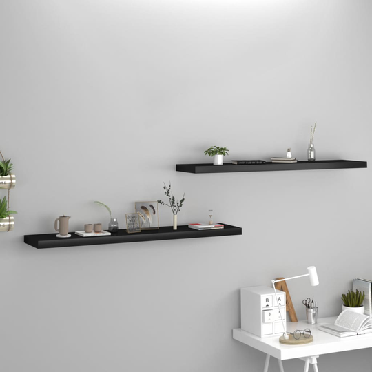 vidaXL Kelluvat seinähyllyt 2 kpl musta 120x23,5x3,8 cm MDF