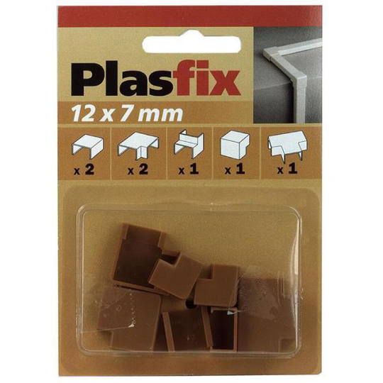 Plasfix 3410-9G Nivelet ja kulmakappaleet Plasfix-kaapelikanaviin, 12 x 7 mm Tiikki