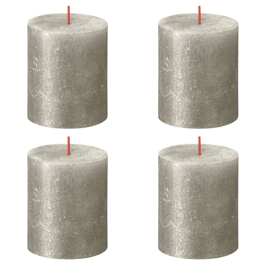 Bolsius Pilarikynttilät Shimmer 4 kpl rustiikkinen 80x68 mm samppanja