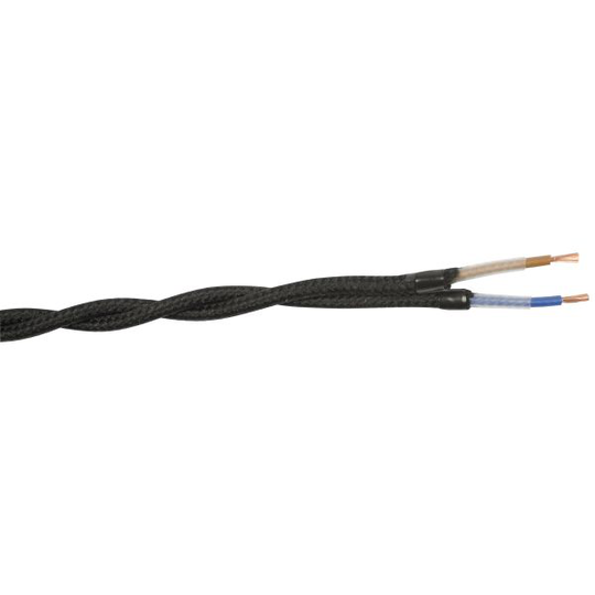 Gelia 4070910181 Tekstiilijohto SKK, 2X0.75 kierretty, 25 m Musta