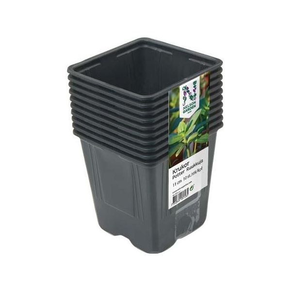 Nelson Garden 5726 Muoviruukku musta Ø 11 cm 10 kpl/pakkaus