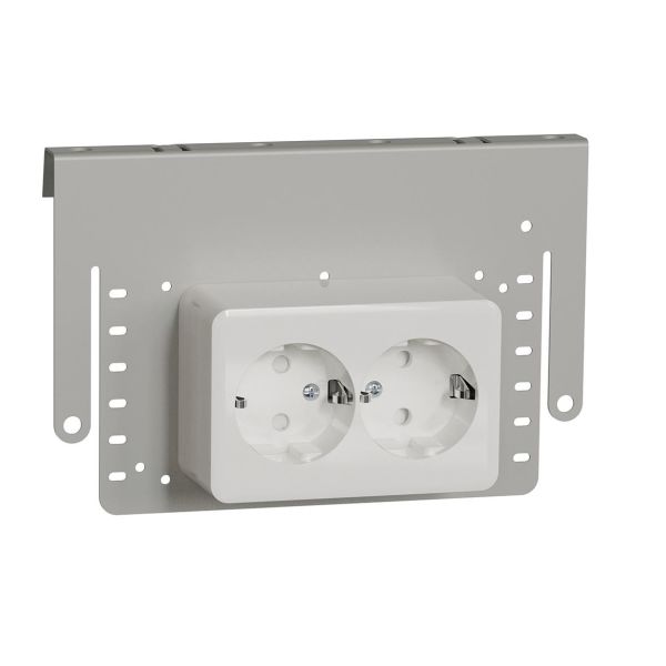 Schneider Electric WDE015789 Seinäpistorasia asennuslevy, maadoitettu, pinta-asennettava 2-toiminen