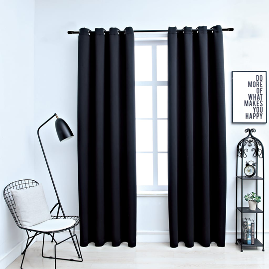 vidaXL Pimennysverhot metallirenkailla 2 kpl musta 140x225 cm
