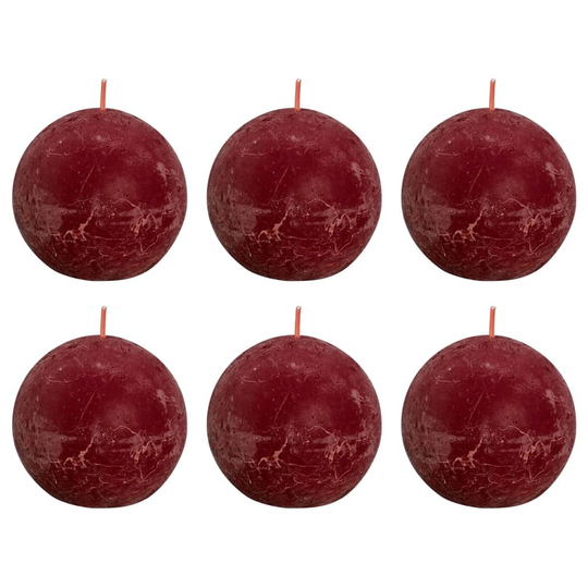 Bolsius Pallokynttilät Shine 6 kpl rustiikkinen 76x190 mm sametinpun.