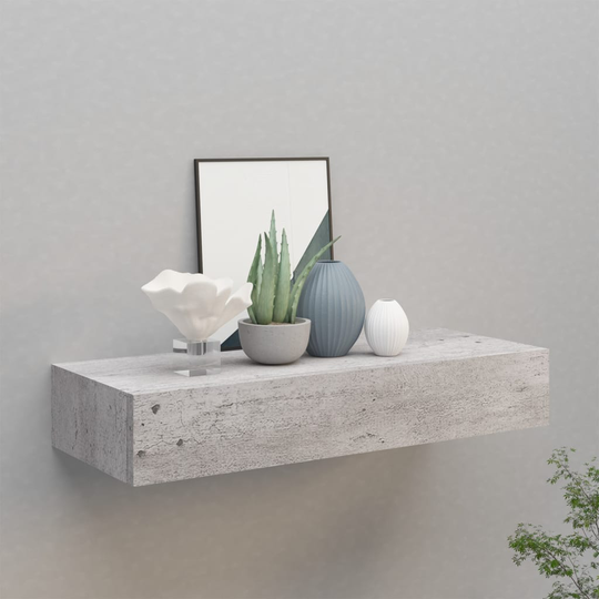 vidaXL Seinälaatikkohylly betoninharmaa 60x23,5x10 cm MDF
