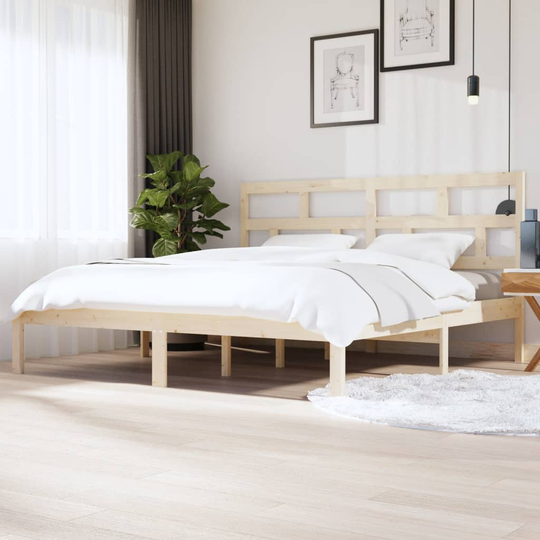 vidaXL Sängynrunko täysi mänty 200x200 cm
