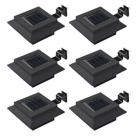 vidaXL Ulkoaurinkokennovalaisin 6 kpl LED neliö 12cm musta
