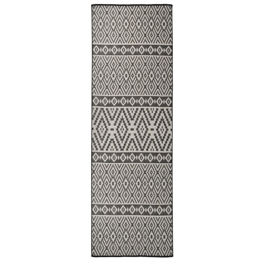 vidaXL Ulkomatto Flatweave 80x250 cm mustat raidat