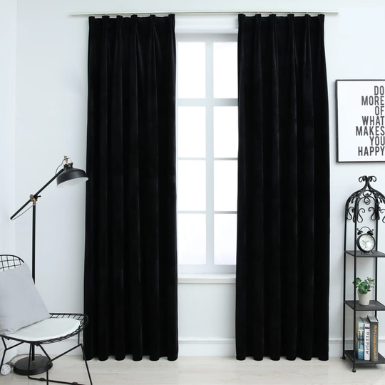 vidaXL Pimennysverhot koukuilla 2 kpl sametti musta 140x225 cm