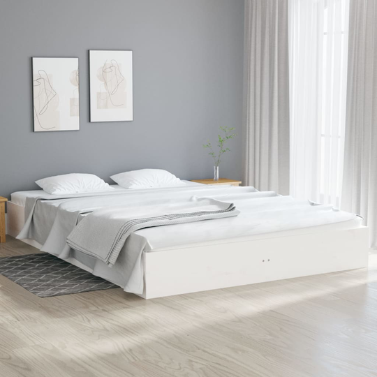 vidaXL Sängynrunko valkoinen täysi mänty 150x200 cm 5FT King Size