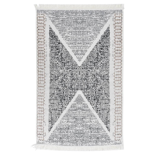 vidaXL Matto musta ja harmaa 160x230 cm puuvilla